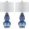 Blue Glass Hourglass Table Lamps, Set Of 2-Kirkland's Home Clearance