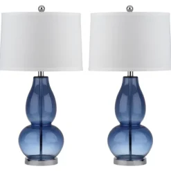 Blue Glass Hourglass Table Lamps, Set Of 2-Kirkland's Home Clearance