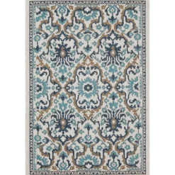 Blue Global Ikat Indoor/Outdoor Area Rug, 5X7-Kirkland's Home Sale