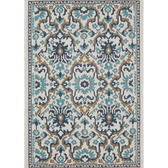 Blue Global Ikat Indoor/Outdoor Area Rug, 5X7-Kirkland's Home Sale