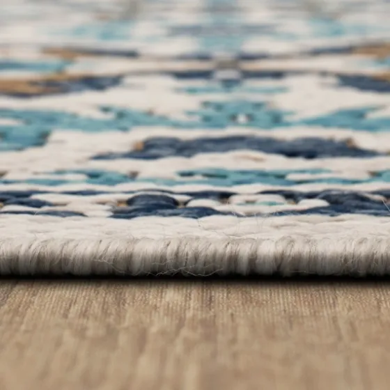 Blue Global Ikat Indoor/Outdoor Area Rug, 5X7-Kirkland's Home Sale