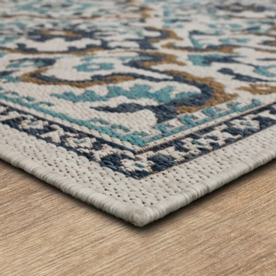 Blue Global Ikat Indoor/Outdoor Area Rug, 5X7-Kirkland's Home Sale