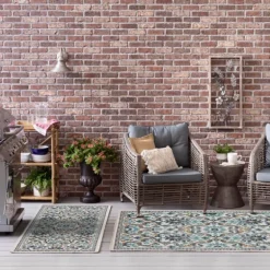 Blue Global Ikat Indoor/Outdoor Area Rug, 5X7-Kirkland's Home Sale