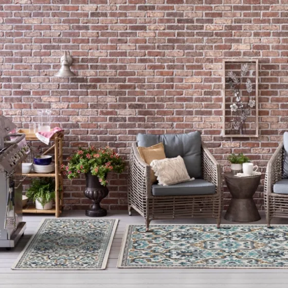 Blue Global Ikat Indoor/Outdoor Area Rug, 5X7-Kirkland's Home Sale