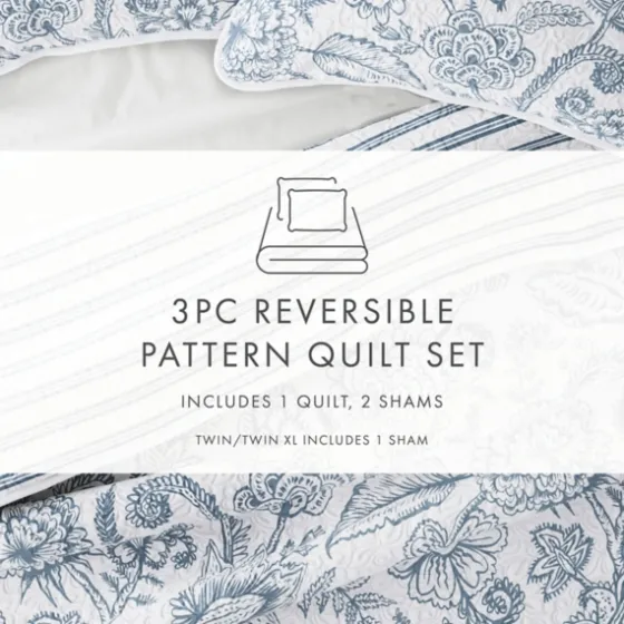 Blue Jacobean Reversible 2-Pc. Twin Quilt Set-Kirkland's Home Store