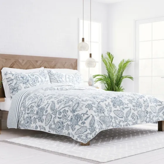 Blue Jacobean Reversible 3-Pc. King Quilt Set-Kirkland's Home Cheap