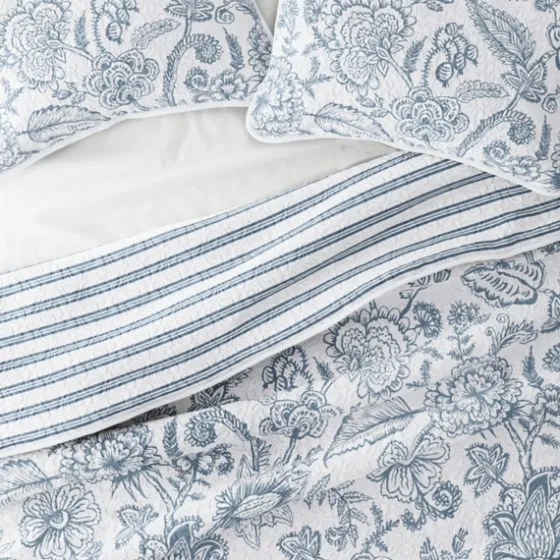 Blue Jacobean Reversible 3-Pc. King Quilt Set-Kirkland's Home Cheap