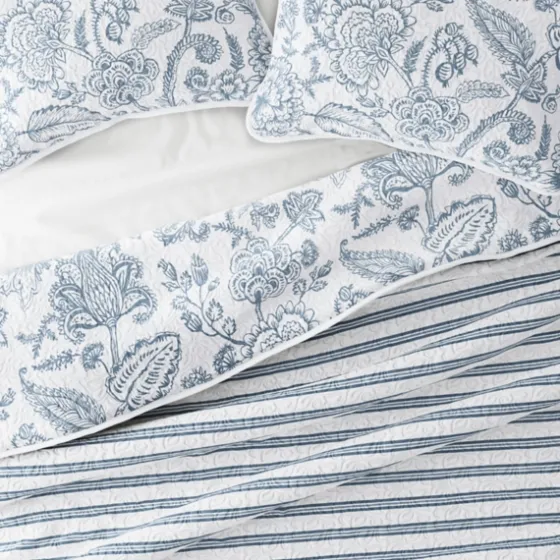 Blue Jacobean Reversible 3-Pc. King Quilt Set-Kirkland's Home Cheap