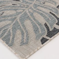 Blue Malibu Monstera Outdoor Area Rug, 7X9-Kirkland's Home Clearance