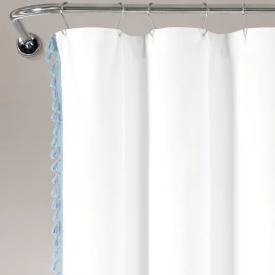 Blue Melora Tasseled Border Shower Curtain-Kirkland's Home Discount