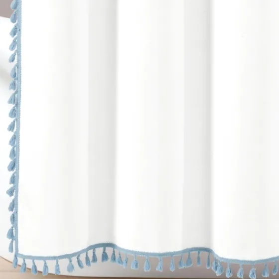 Blue Melora Tasseled Border Shower Curtain-Kirkland's Home Discount