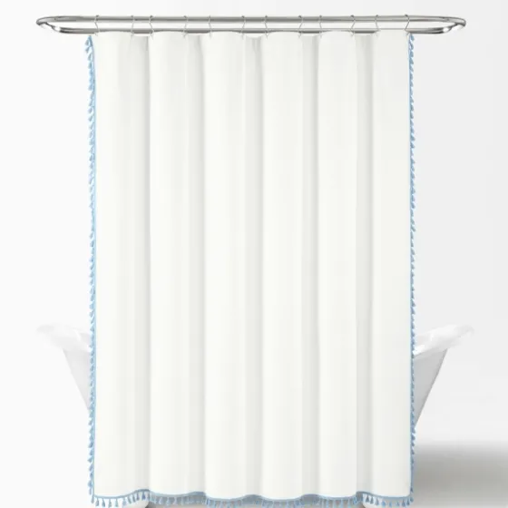 Blue Melora Tasseled Border Shower Curtain-Kirkland's Home Discount