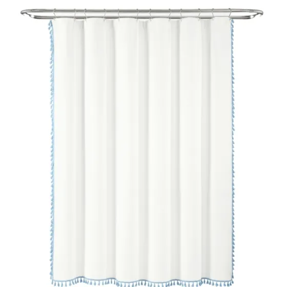 Blue Melora Tasseled Border Shower Curtain-Kirkland's Home Discount