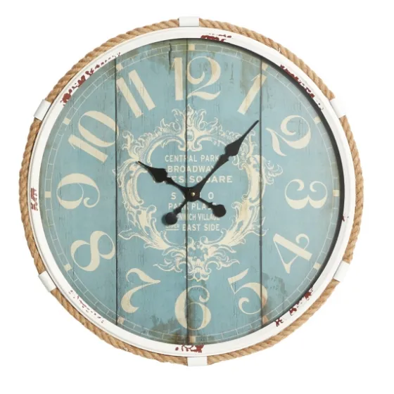 Blue Metal And Rope Wall Clock-Kirkland's Home Sale