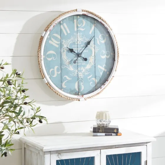 Blue Metal And Rope Wall Clock-Kirkland's Home Sale