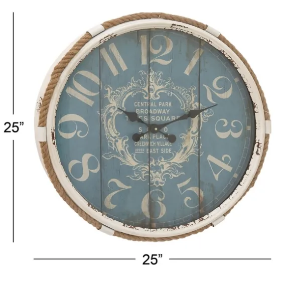 Blue Metal And Rope Wall Clock-Kirkland's Home Sale