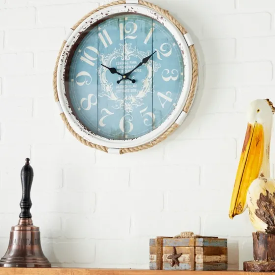 Blue Metal And Rope Wall Clock, 17 In.-Kirkland's Home Shop