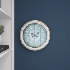 Blue Metal And Rope Wall Clock, 17 In.-Kirkland's Home Shop