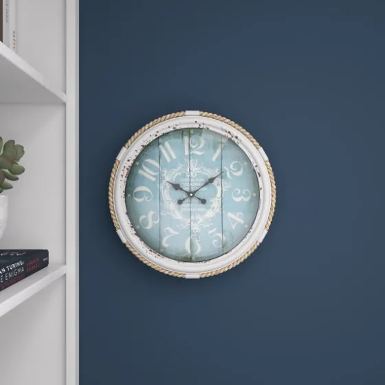 Blue Metal And Rope Wall Clock, 17 In.-Kirkland's Home Shop