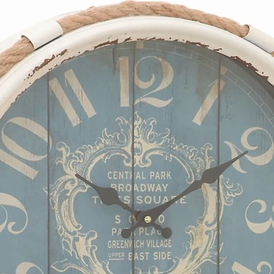Blue Metal And Rope Wall Clock, 17 In.-Kirkland's Home Shop