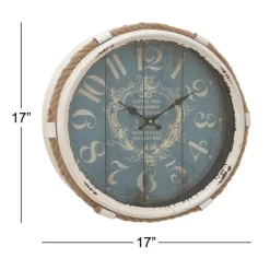 Blue Metal And Rope Wall Clock, 17 In.-Kirkland's Home Shop