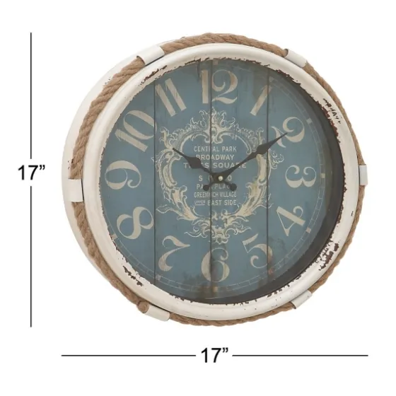 Blue Metal And Rope Wall Clock, 17 In.-Kirkland's Home Shop