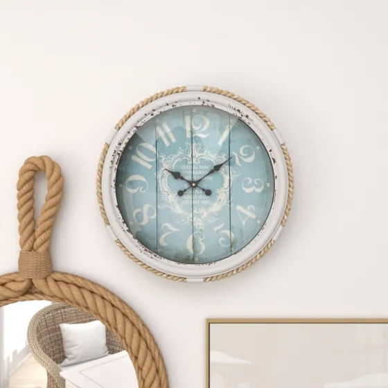 Blue Metal And Rope Wall Clock, 17 In.-Kirkland's Home Shop