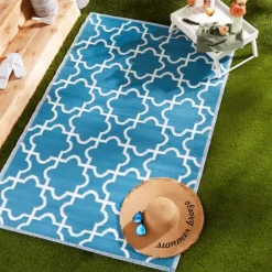 Blue Moroccan Trellis Outdoor Area Rug, 4X6-Kirkland's Home Cheap