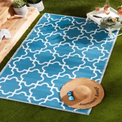 Blue Moroccan Trellis Outdoor Area Rug, 4X6-Kirkland's Home Cheap