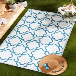 Blue Moroccan Trellis Outdoor Area Rug, 4X6-Kirkland's Home Cheap
