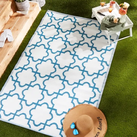 Blue Moroccan Trellis Outdoor Area Rug, 4X6-Kirkland's Home Cheap