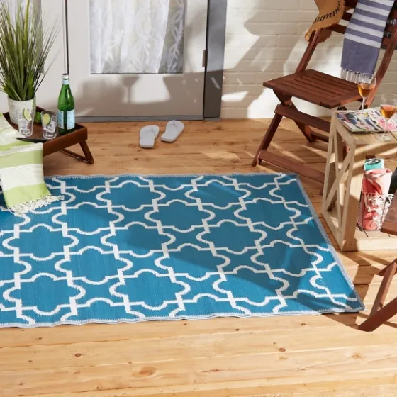 Blue Moroccan Trellis Outdoor Area Rug, 4X6-Kirkland's Home Cheap
