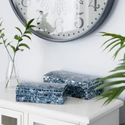 Blue Mother Of Pearl Coastal Boxes, Set Of 2-Kirkland's Home Shop