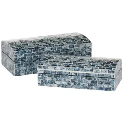 Blue Mother Of Pearl Coastal Boxes, Set Of 2-Kirkland's Home Shop