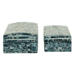 Blue Mother Of Pearl Coastal Boxes, Set Of 2-Kirkland's Home Shop