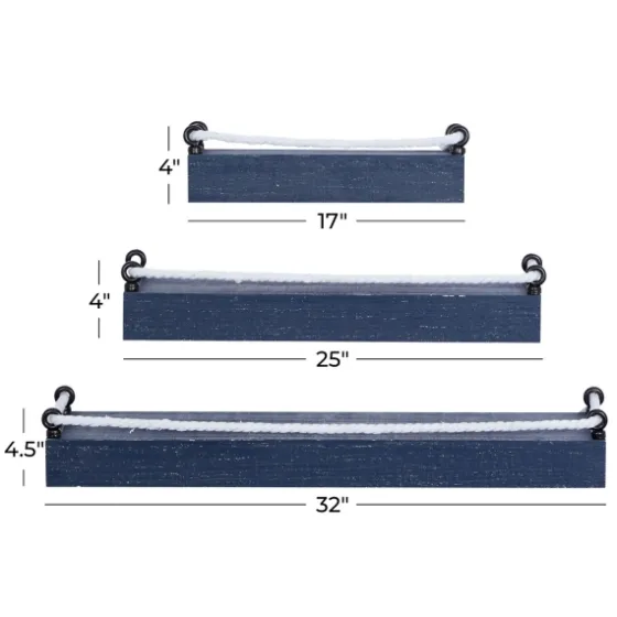 Blue Nautical 3-Pc. Wood Shelves-Kirkland's Home New