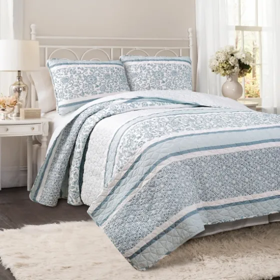 Blue Nisha Floral Full/Queen 3-Pc. Quilt Set-Kirkland's Home Cheap