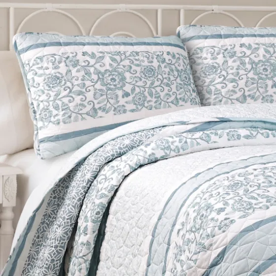 Blue Nisha Floral Full/Queen 3-Pc. Quilt Set-Kirkland's Home Cheap