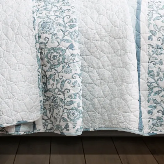Blue Nisha Floral Full/Queen 3-Pc. Quilt Set-Kirkland's Home Cheap