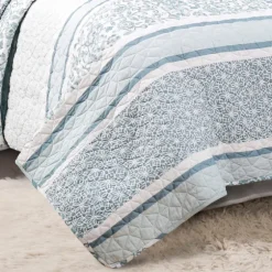 Blue Nisha Floral Full/Queen 3-Pc. Quilt Set-Kirkland's Home Cheap