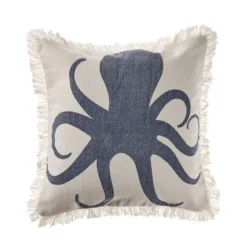 Blue Octopus Accent Pillow With Fringe-Kirkland's Home Discount