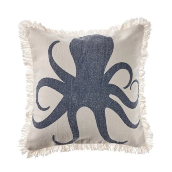 Blue Octopus Accent Pillow With Fringe-Kirkland's Home Discount