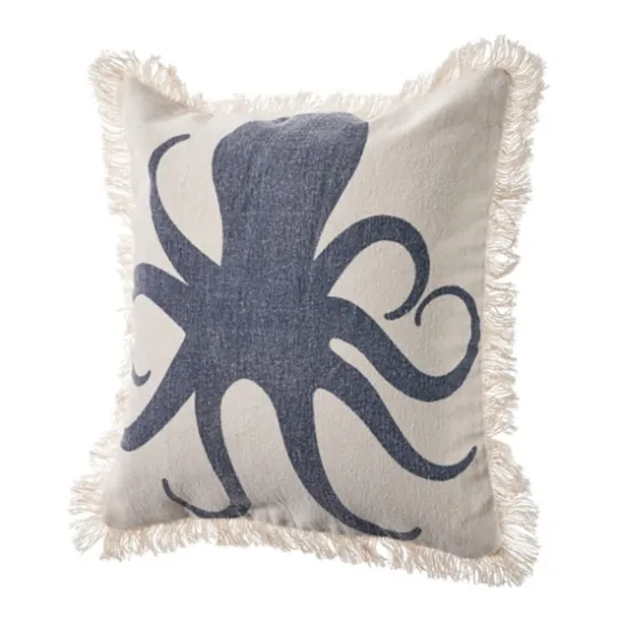 Blue Octopus Accent Pillow With Fringe-Kirkland's Home Discount