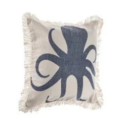 Blue Octopus Accent Pillow With Fringe-Kirkland's Home Discount