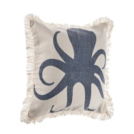 Blue Octopus Accent Pillow With Fringe-Kirkland's Home Discount
