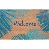 Blue Palm Fronds Welcome Coir Doormat-Kirkland's Home Best