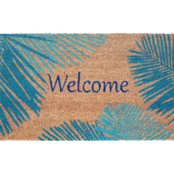 Blue Palm Fronds Welcome Coir Doormat-Kirkland's Home Best