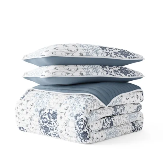 Blue Patchwork Reversible 2-Pc. Twin Quilt Set-Kirkland's Home Best Sale