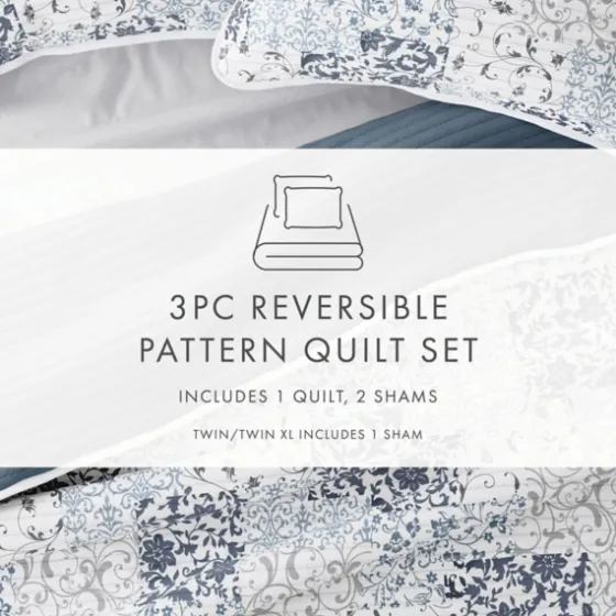 Blue Patchwork Reversible 2-Pc. Twin Quilt Set-Kirkland's Home Best Sale