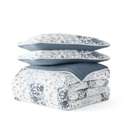 Blue Patchwork Reversible 3-Pc. Queen Quilt Set-Kirkland's Home Store